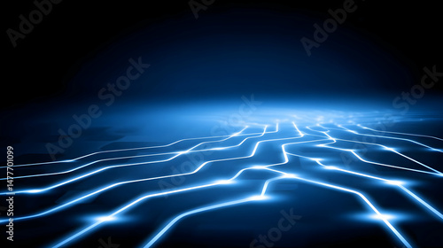 glowing in cool tones forming complex digital circuits