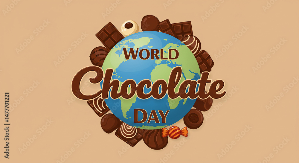Obraz premium World Chocolate Day Celebration with Globe and Assorted Sweets