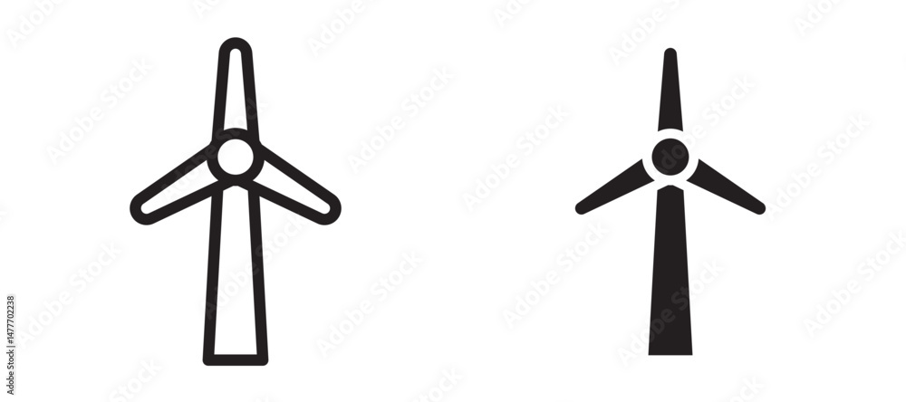 Wind turbine icon in black modern and lines and solid Wind turbine icon in black modern and lines and solid