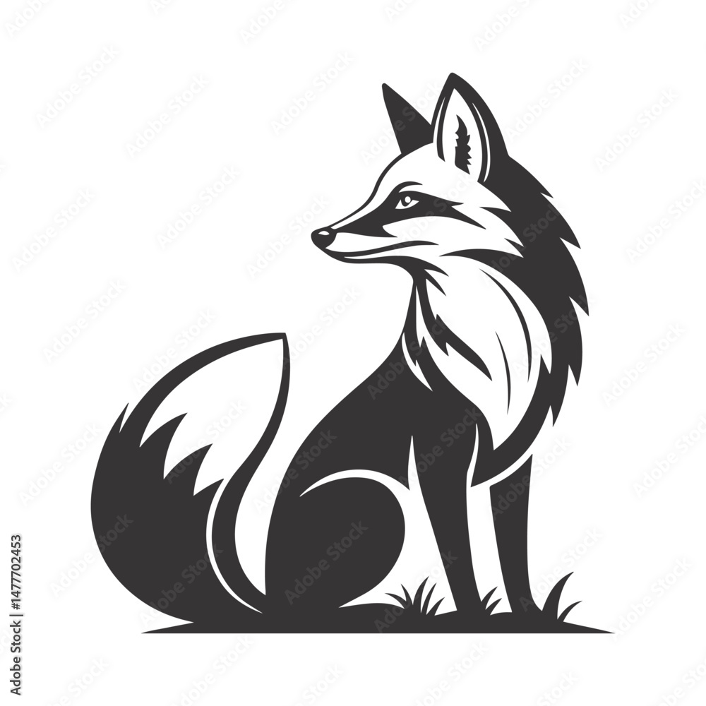 Obraz premium Minimalist Fox Silhouette – Black & White Line Art