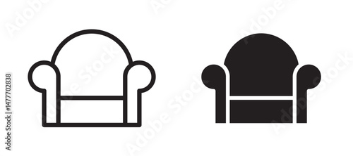 Sofa icon in black modern and lines and solid