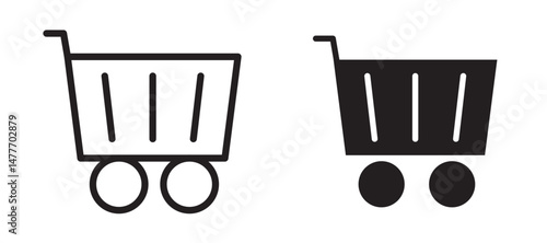 Shopping trolley icon in black modern and lines and solid