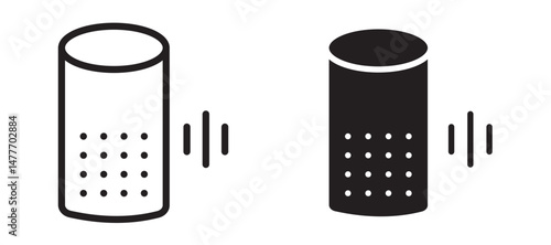 Smart speaker icon in black modern and lines and solid