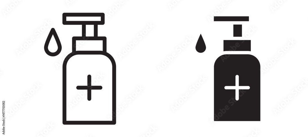 Sanitizer icon in black modern and lines and solid Sanitizer icon in black modern and lines and solid