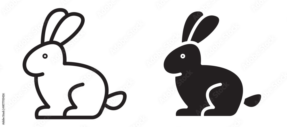 Obraz premium Rabbit icon in black modern and lines and solid