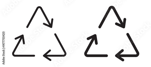 Recycle icon in black modern and lines and solid