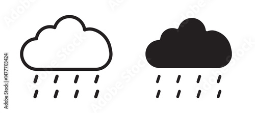 Rain icon in black modern and lines and solid
