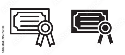 Qualification icon in black modern and lines and solid