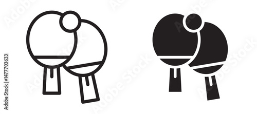 Ping pong icon in black modern and lines and solid