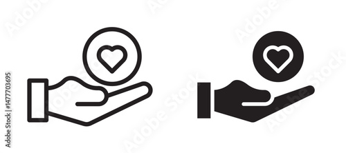 Philanthropy icon in black modern and lines and solid