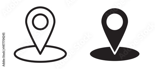 Map marker icon in black modern and lines and solid