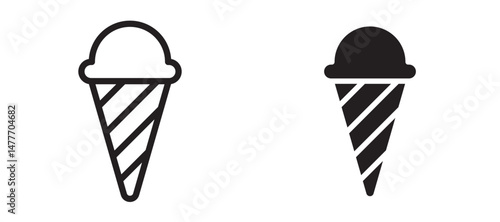 Ice cream cone icon in black modern and lines and solid