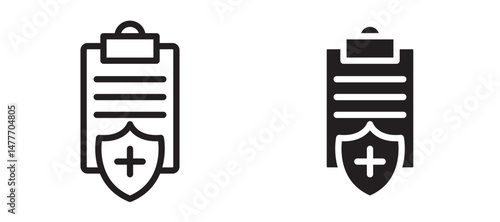 Health insurance icon in black modern and lines and solid