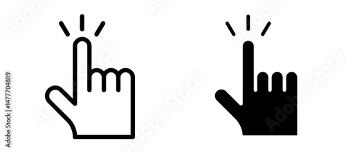 Hand click icon in black modern and lines and solid