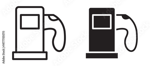 Gas station icon in black modern and lines and solid