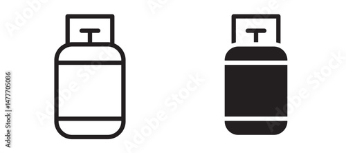 Gas cylinders icon in black modern and lines and solid