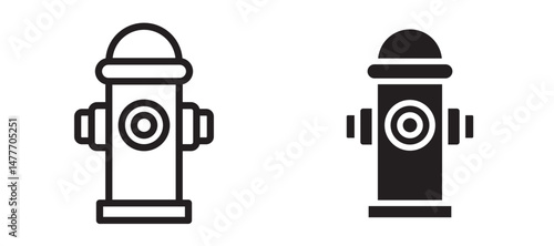Fire hydrant icon in black modern and lines and solid
