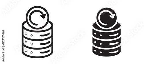 Data backup icon in black modern and lines and solid