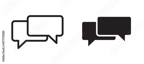 Chat bubble icon in black modern and lines and solid