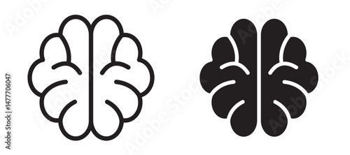 Brain icon in black modern and lines and solid
