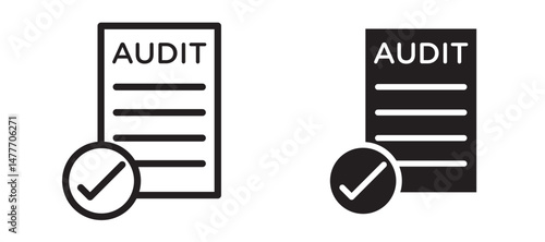 Audit report icon in black modern and lines and solid