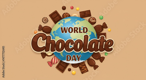 Chocolate Background with World Chocolate Day Typography Celebration