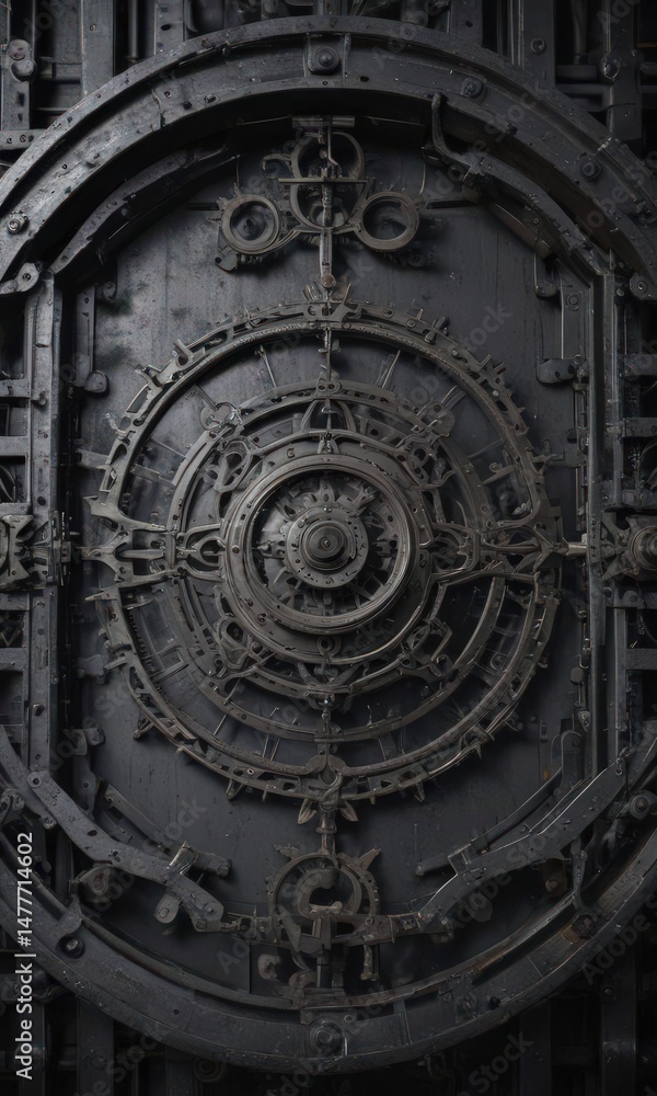 Overhead view of intricate metalwork, industrial aesthetic, metalwork, brass, top view Overhead view of intricate metalwork, industrial aesthetic, metalwork, brass, top view