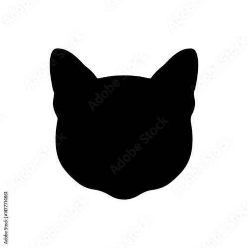 Kitten head silhouette vector flat illustration design.