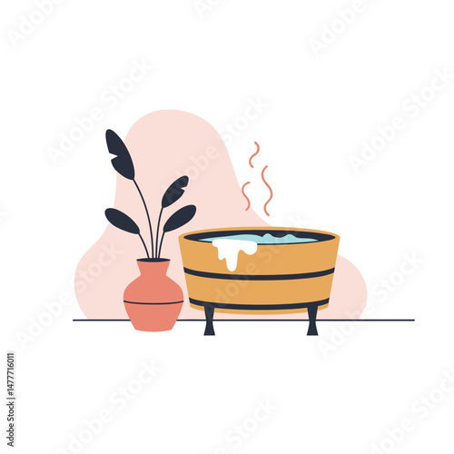 Traditional steam baths in minimalist style with warm colors 