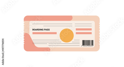 Boarding pass in modern design with pastel colors and details  