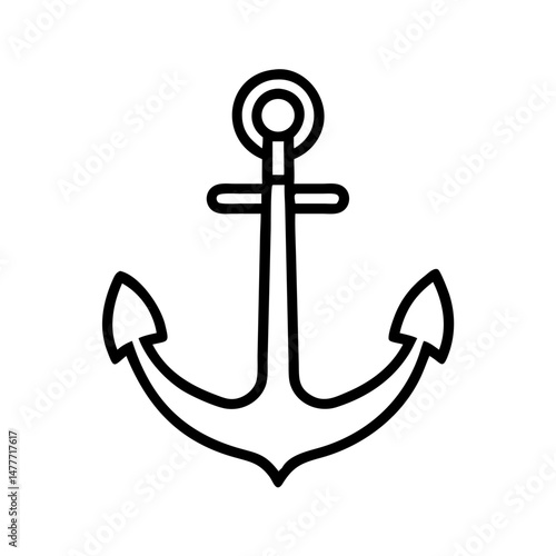 A simple anchor icon is shown on a transparent background, perfect for graphic design, web design and mobile applications, indicating stability, nautical theme or maritime concept