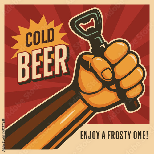 Retro Beer Poster Design – Revolution Fist with Vintage Brewery Style