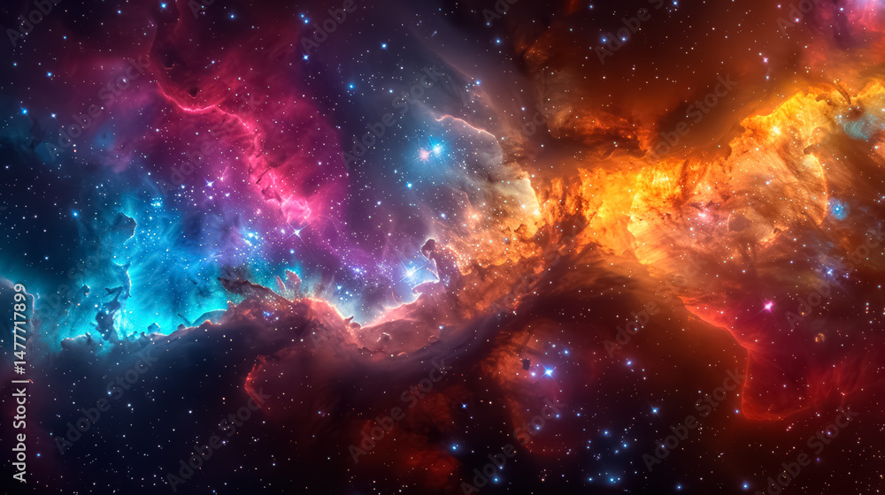 Fototapeta premium Space background with stardust and shining stars. Realistic cosmos and color nebula. Colorful galaxy