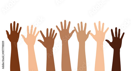 Diverse Hands Raised in Unity a Symbol of Inclusivity
