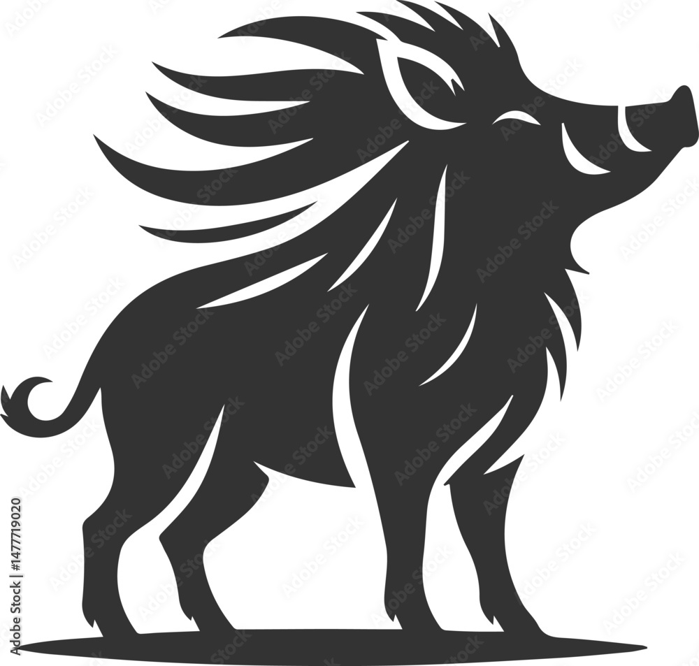 Fototapeta premium Animal silhouette of a wild boar vector
