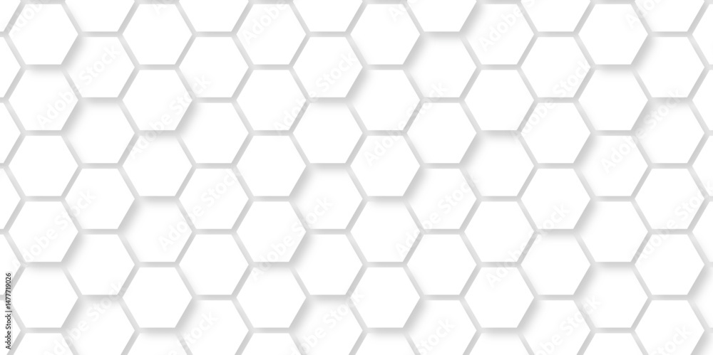 Naklejka premium Abstract seamless honeycomb hexagon background. Geometric texture white gray pattern design. 