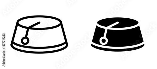 Fez hat icon in black modern and lines and solid