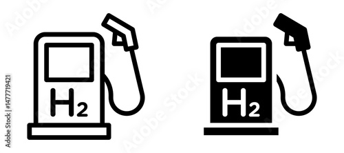 hydrogen fuel pump icon in black modern and lines and solid
