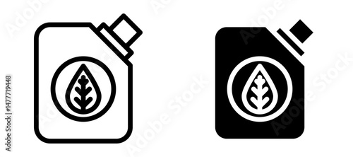 Biofuel canister icon in black modern and lines and solid
