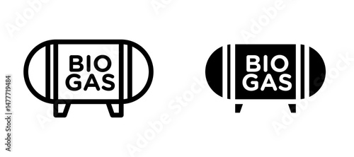Biogas icon in black modern and lines and solid