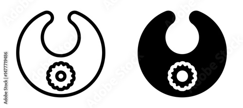 Baby bib icon in black modern and lines and solid