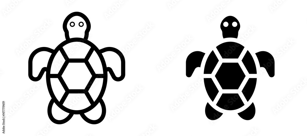 Obraz premium Turtle icon in black modern and lines and solid