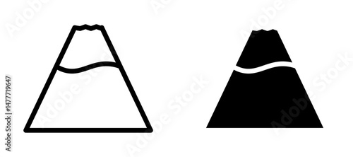 Volcano eruption icon in black modern and lines and solid