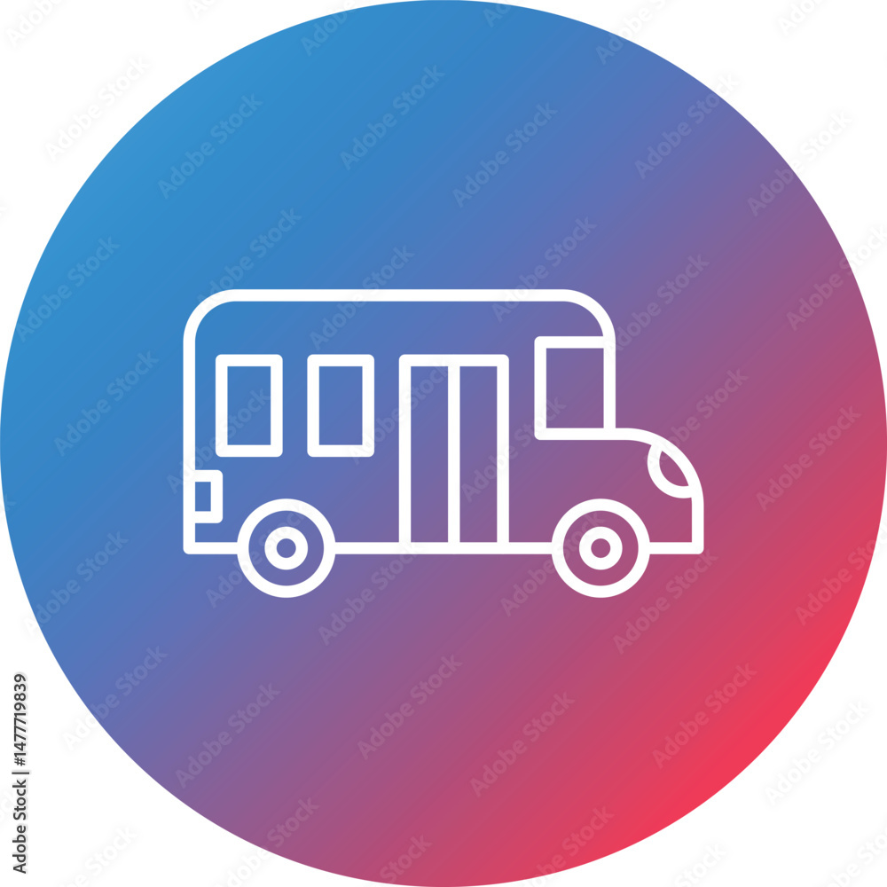 School Bus Line Gradient Circle Background Icon School Bus Line Gradient Circle Background Icon
