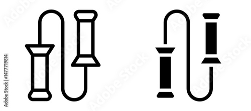 Jump rope icon in black modern and lines and solid