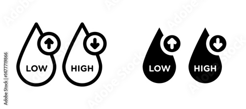 Low and high cholesterol icon in black modern and lines and solid
