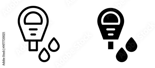 Blood sugar test icon in black modern and lines and solid