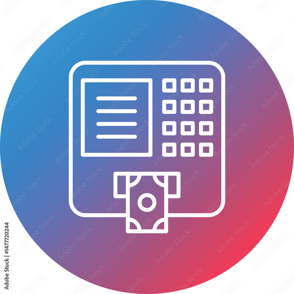 ATM Line Gradient Circle Background Icon ATM Line Gradient Circle Background Icon