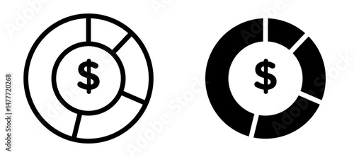 Asset allocation icon in black modern and lines and solid