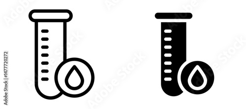Blood test icon in black modern and lines and solid